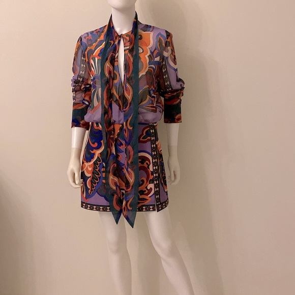 ZARA WOMEN PURPLE MULTI PUCCI PRINTED MINI DRESS NEW - Picture 4 of 11